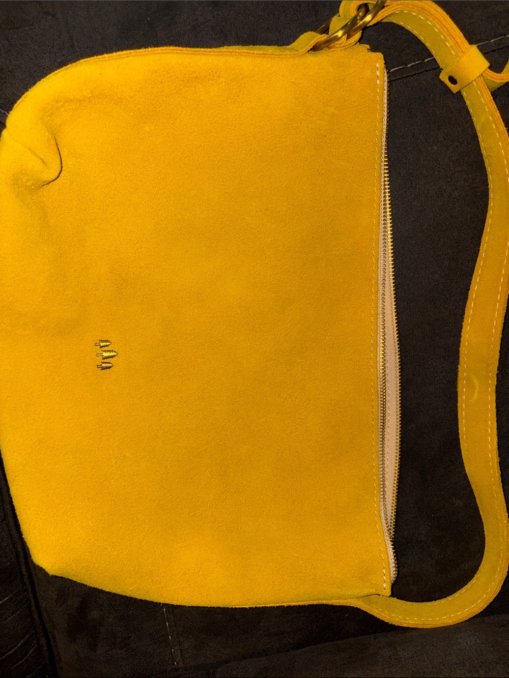 Portland Leather Yellow Suede Shoulder Bag